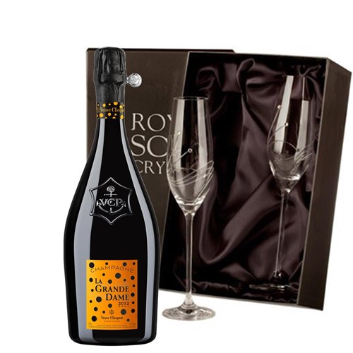 Veuve Clicquot La Grande Dame 2012 Champagne 75cl With Diamante Crystal Flutes